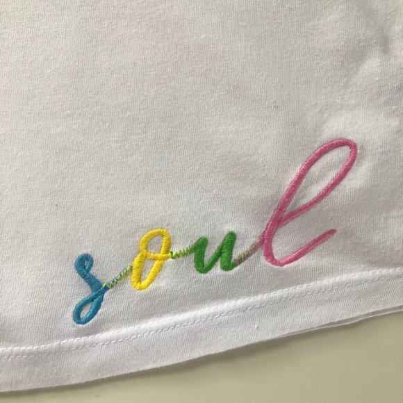 MONROW x SOULCYCLE White SOUL Embroidered Shirt - Picture 2 of 6